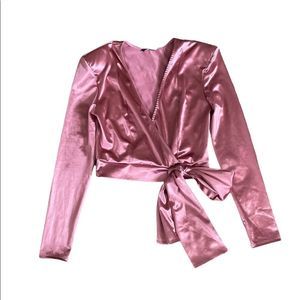 final markdown! Pink satin tie top